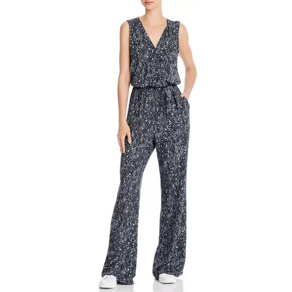 Bella Dahl Gray Snake Print Sleeveless Wide Leg Jumpsuit Size Medium NWT - Picture 1 of 14